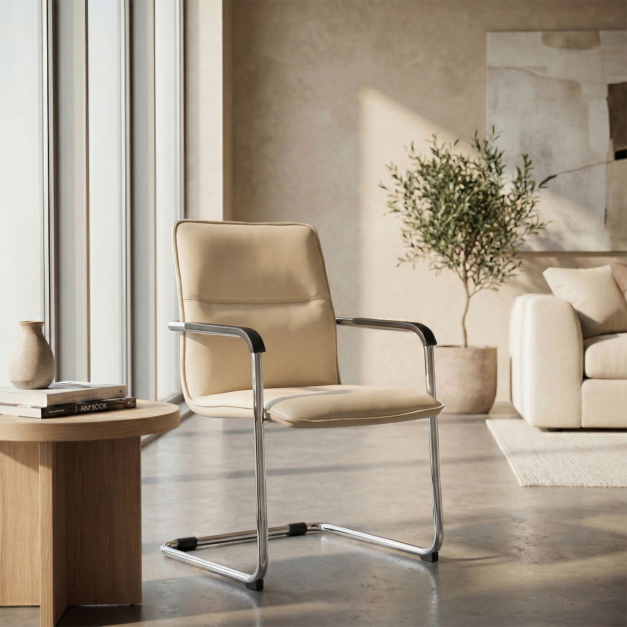Silla voladiza Seattle de piel sintetica