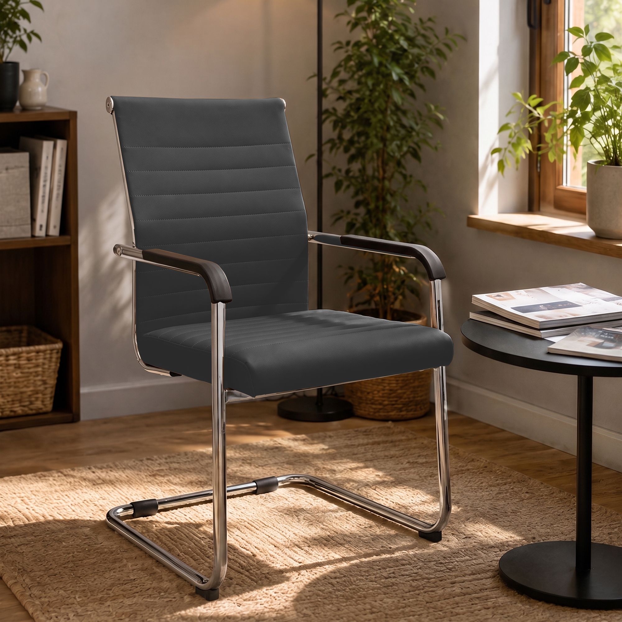 Juego de 2 sillas cantilever Hakon con efecto piel