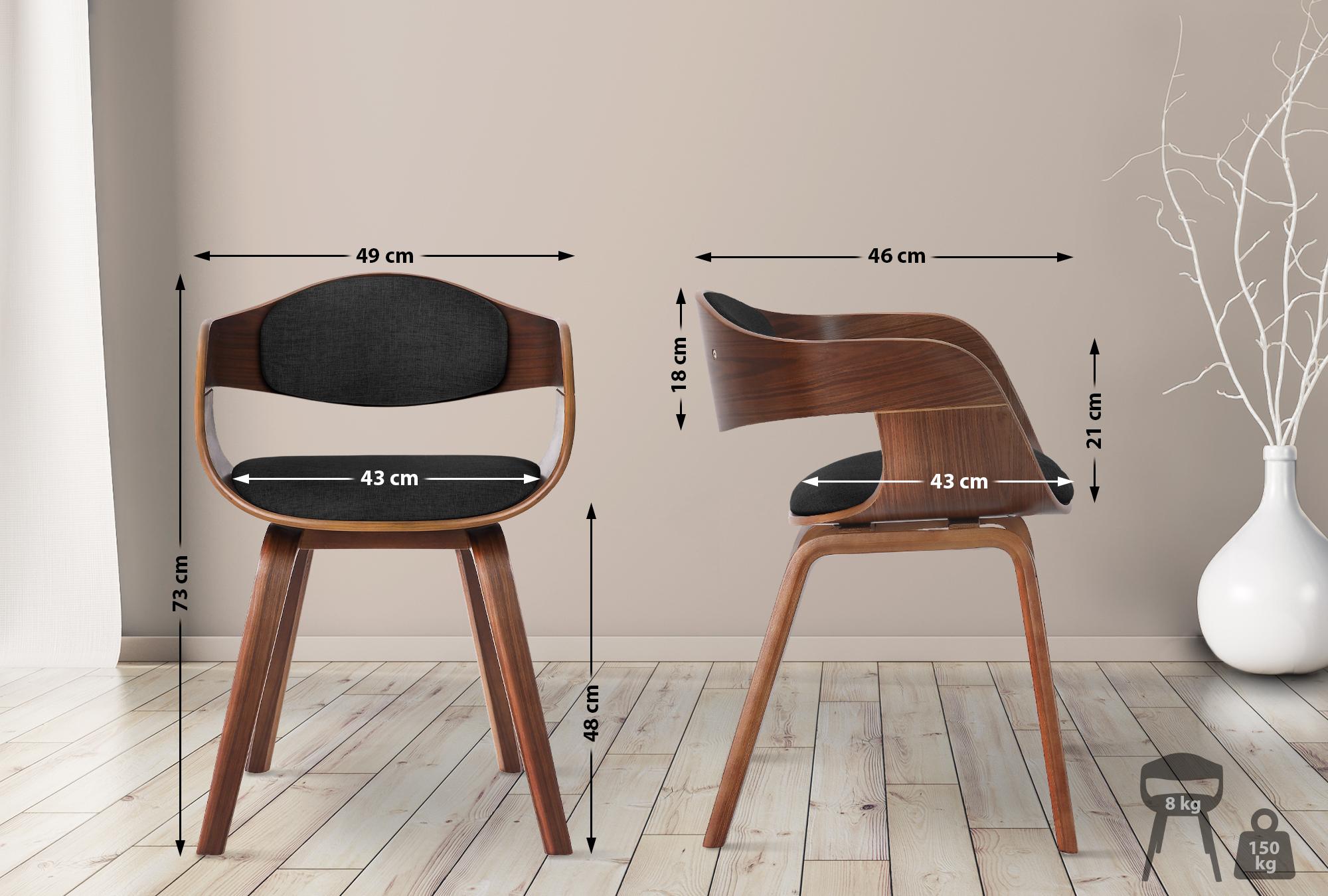 Set de 2 sillas de comedor Kingston de tela y madera