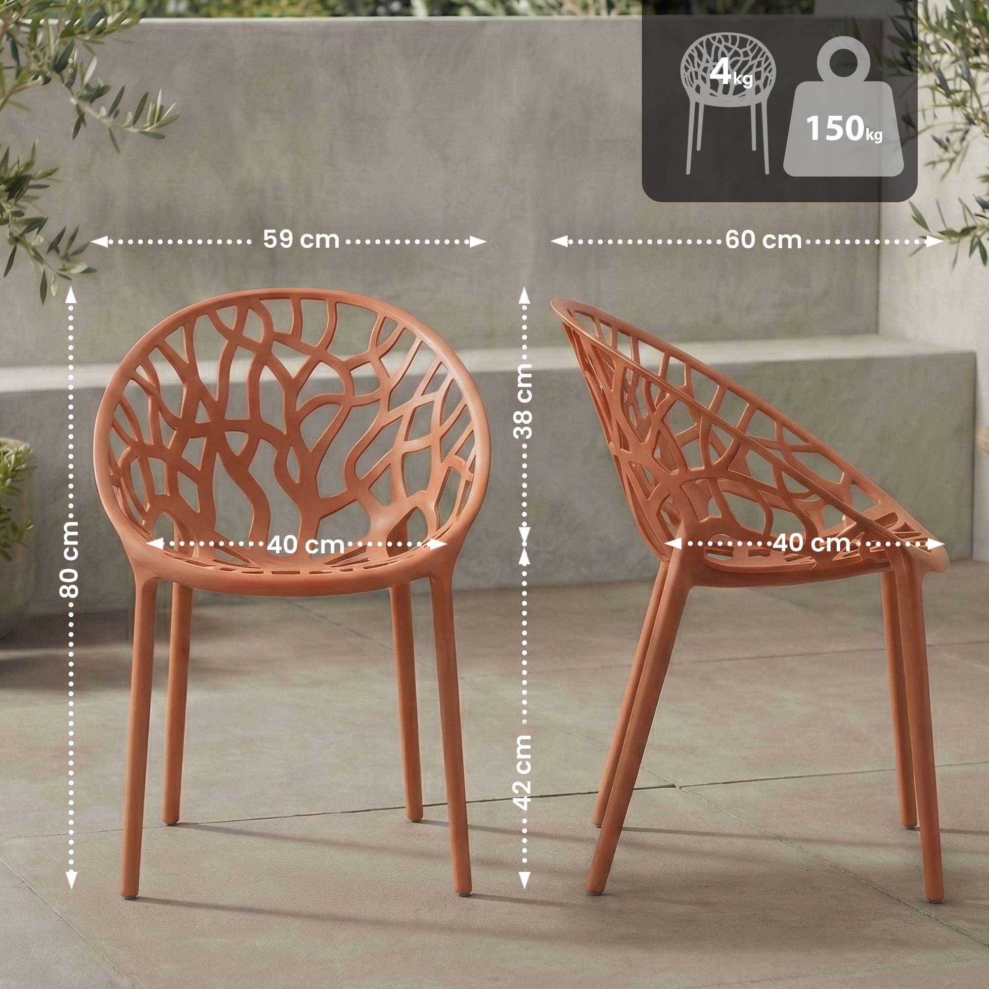 Juego de 2 Sillas de Jardín Hope