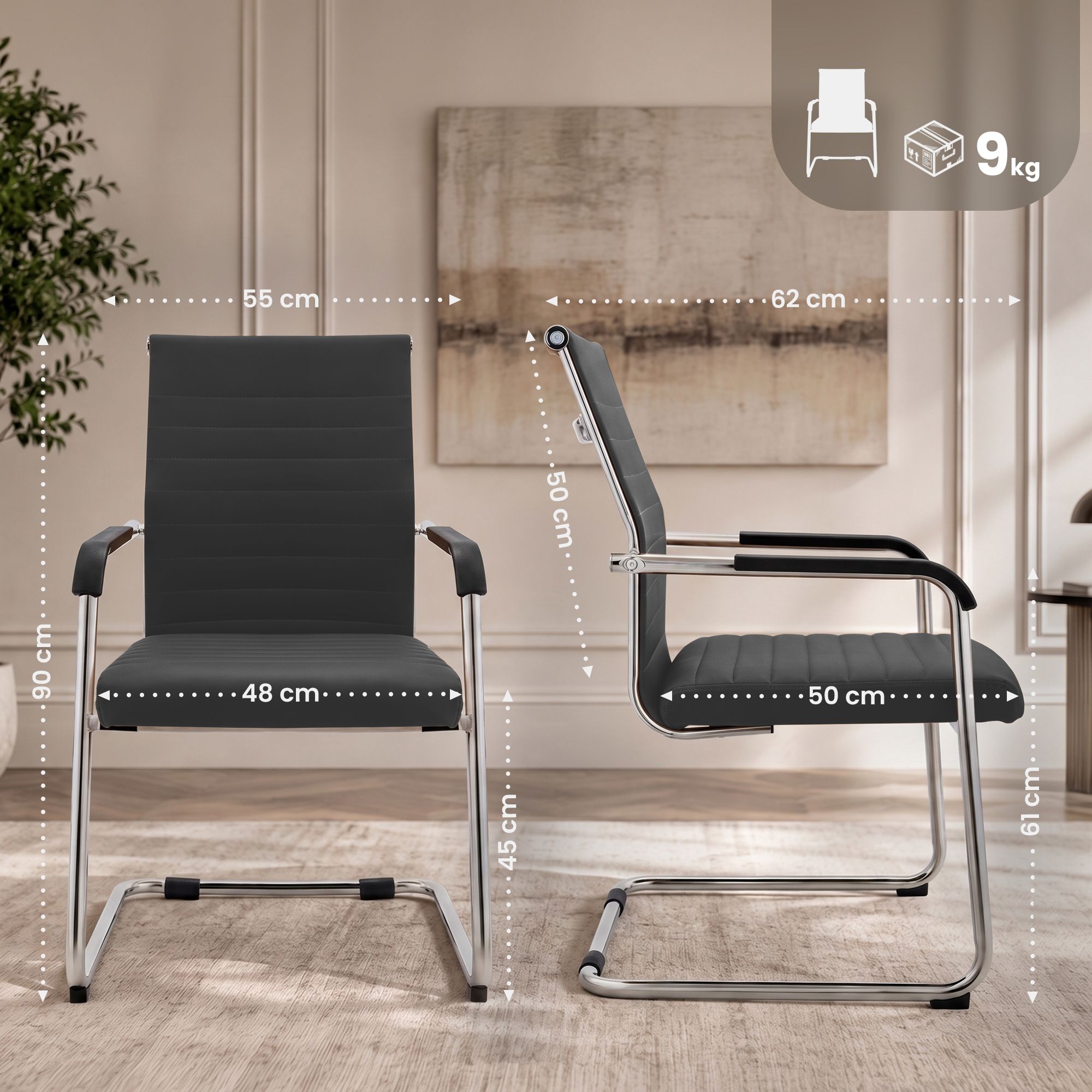 Juego de 2 sillas cantilever Hakon con efecto piel