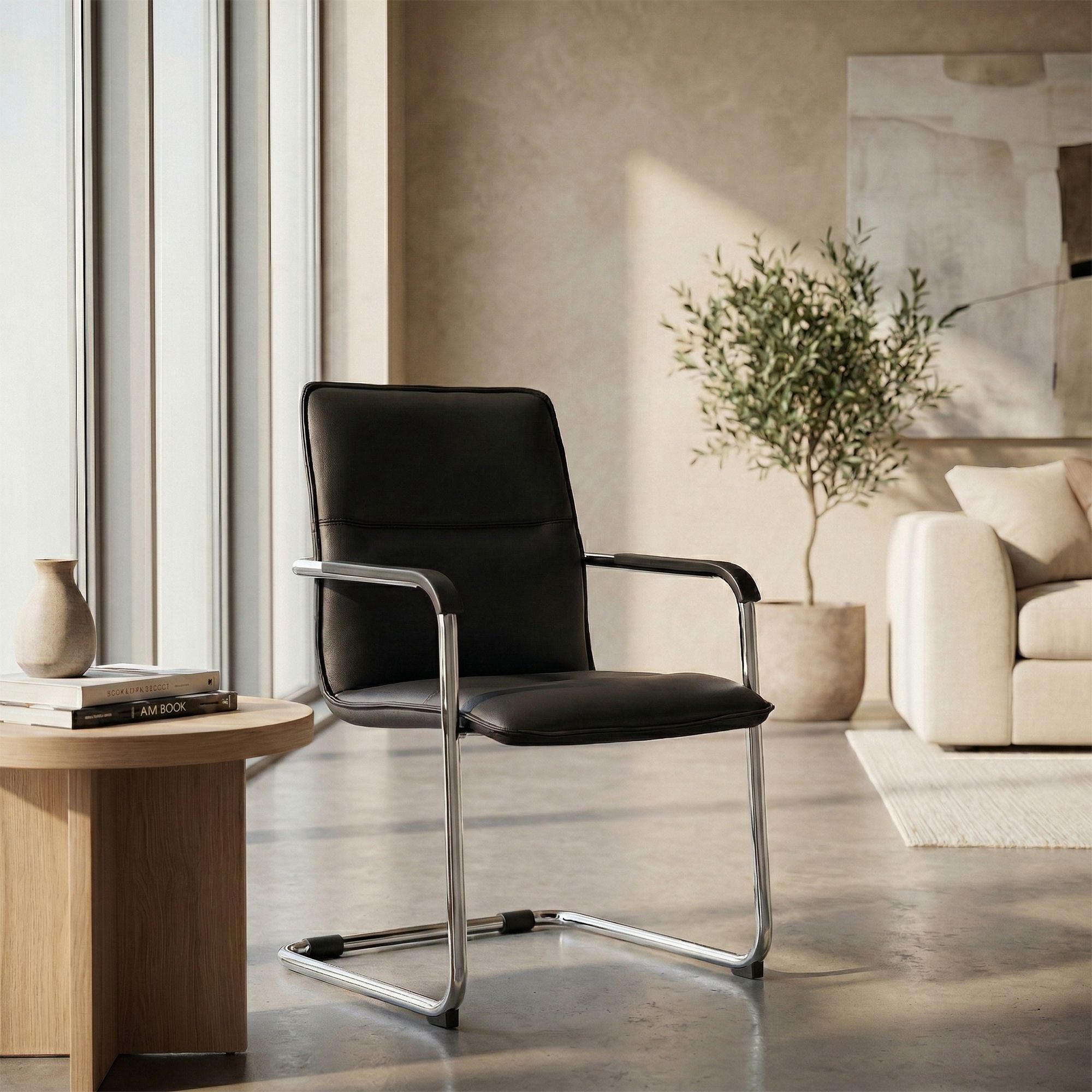 Silla voladiza Seattle de piel sintetica