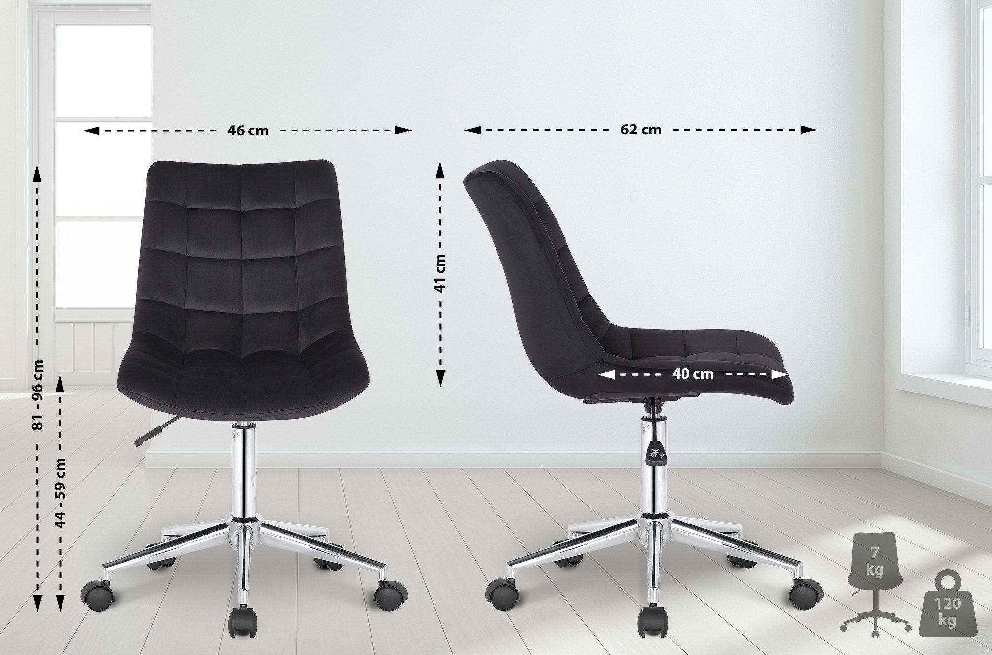 Silla de oficina Medford en terciopelo