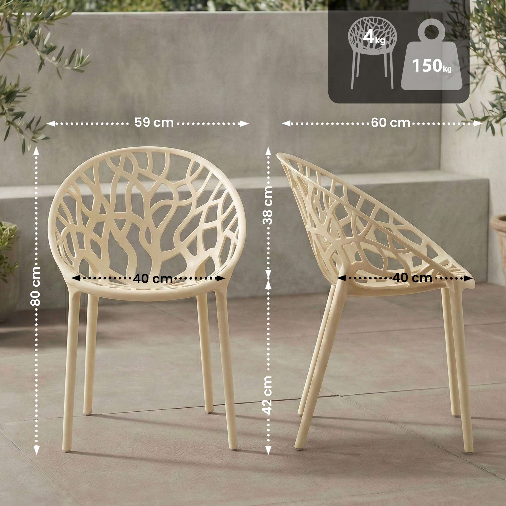 Set de 4 Sillas de Jardín Hope