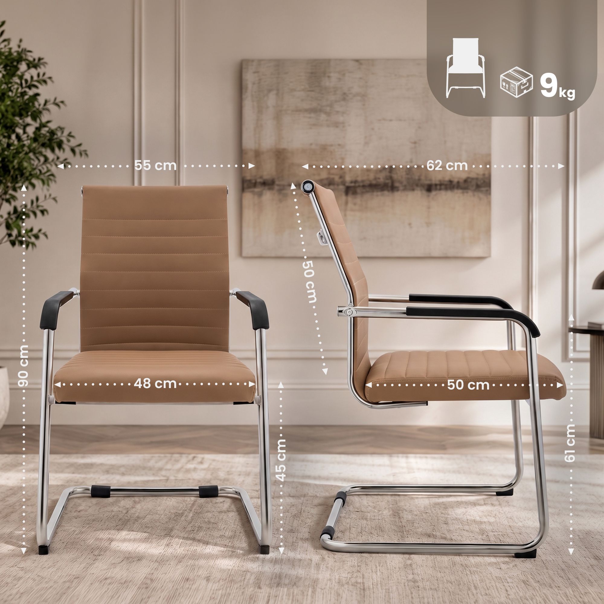 Juego de 2 sillas cantilever Hakon con efecto piel