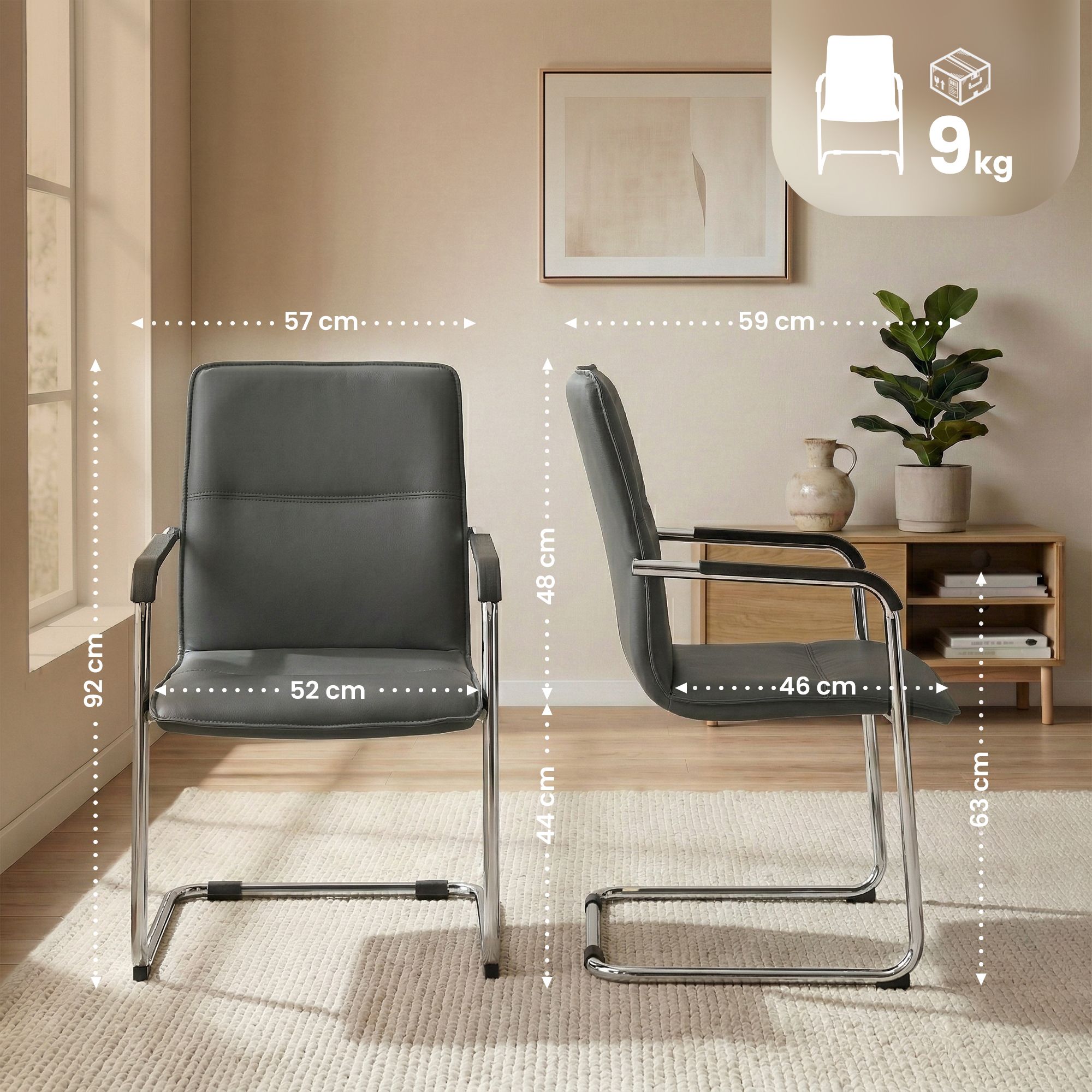 Silla voladiza Seattle de piel sintetica