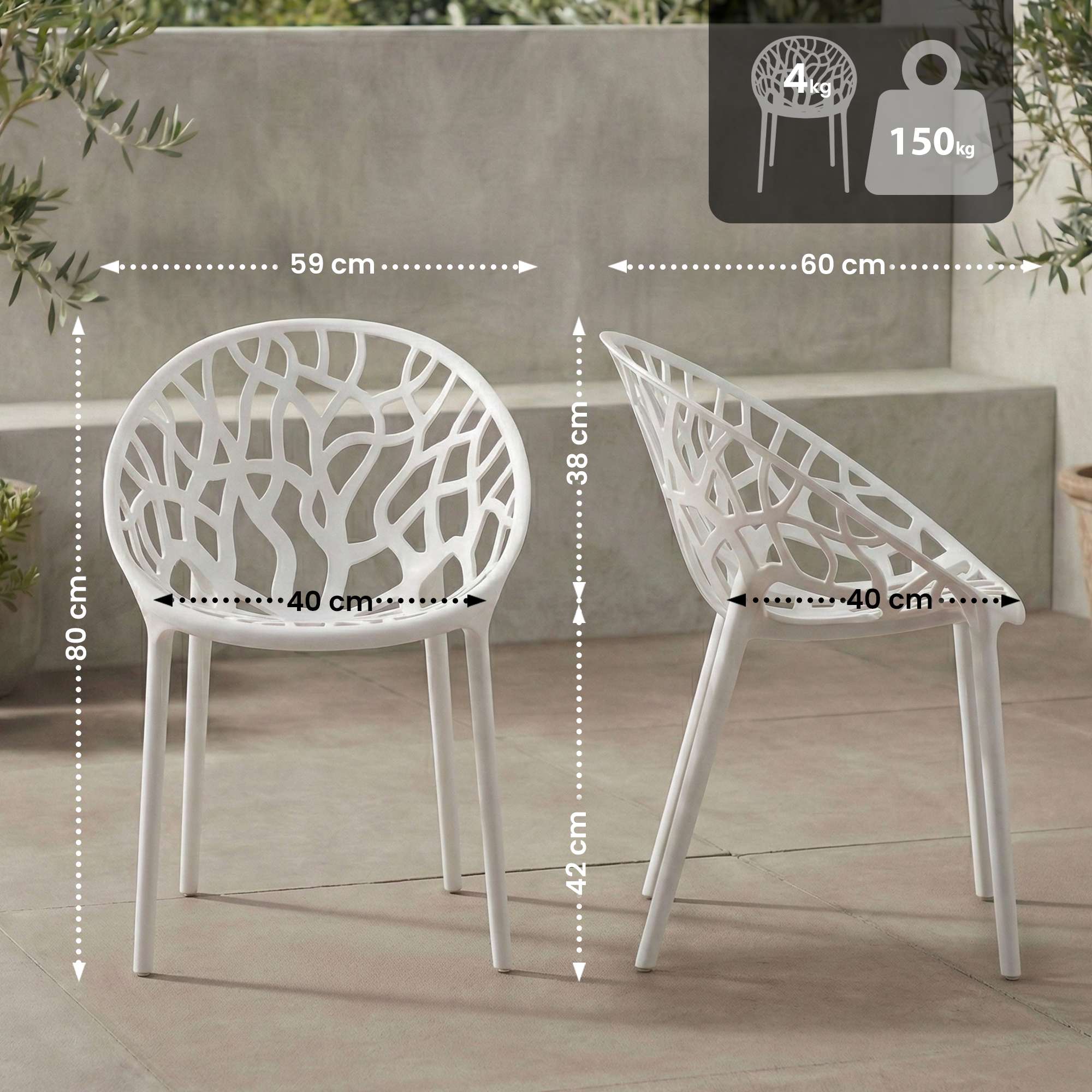 Set de 4 Sillas de Jardín Hope