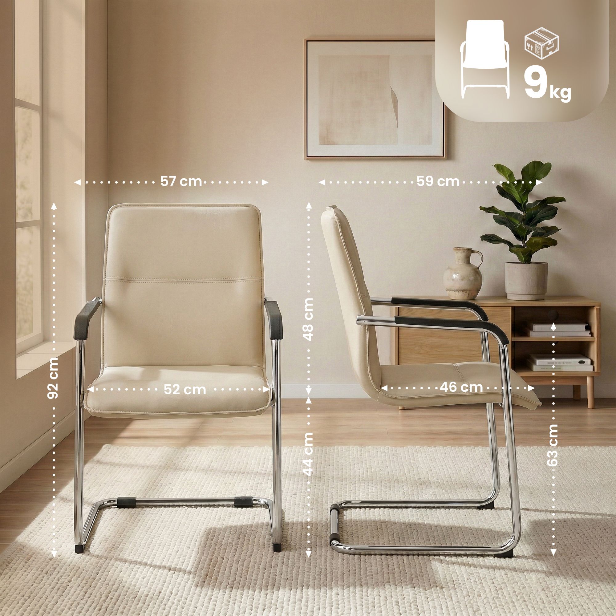 Silla voladiza Seattle de piel sintetica