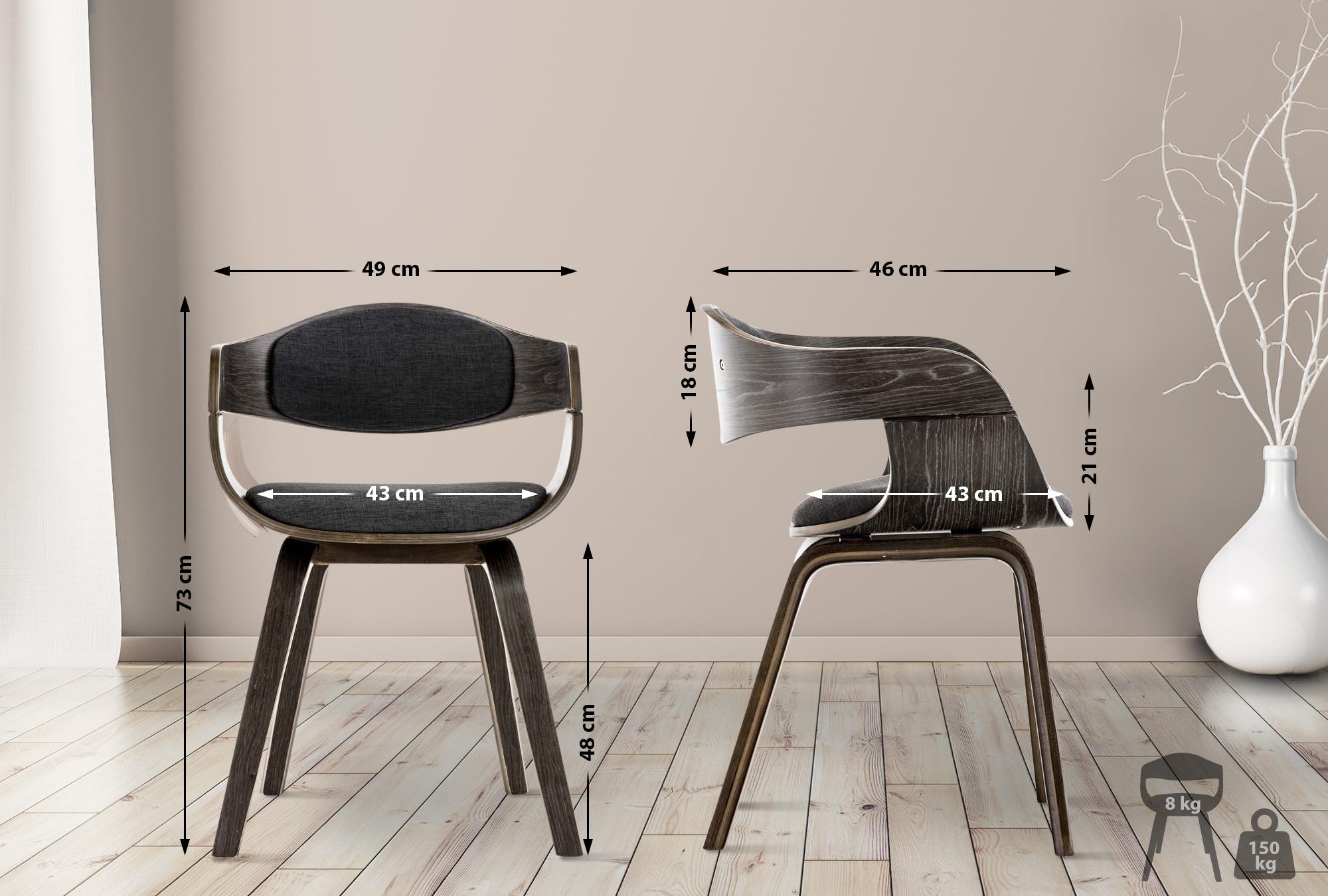 Set de 2 sillas de comedor Kingston de tela y madera