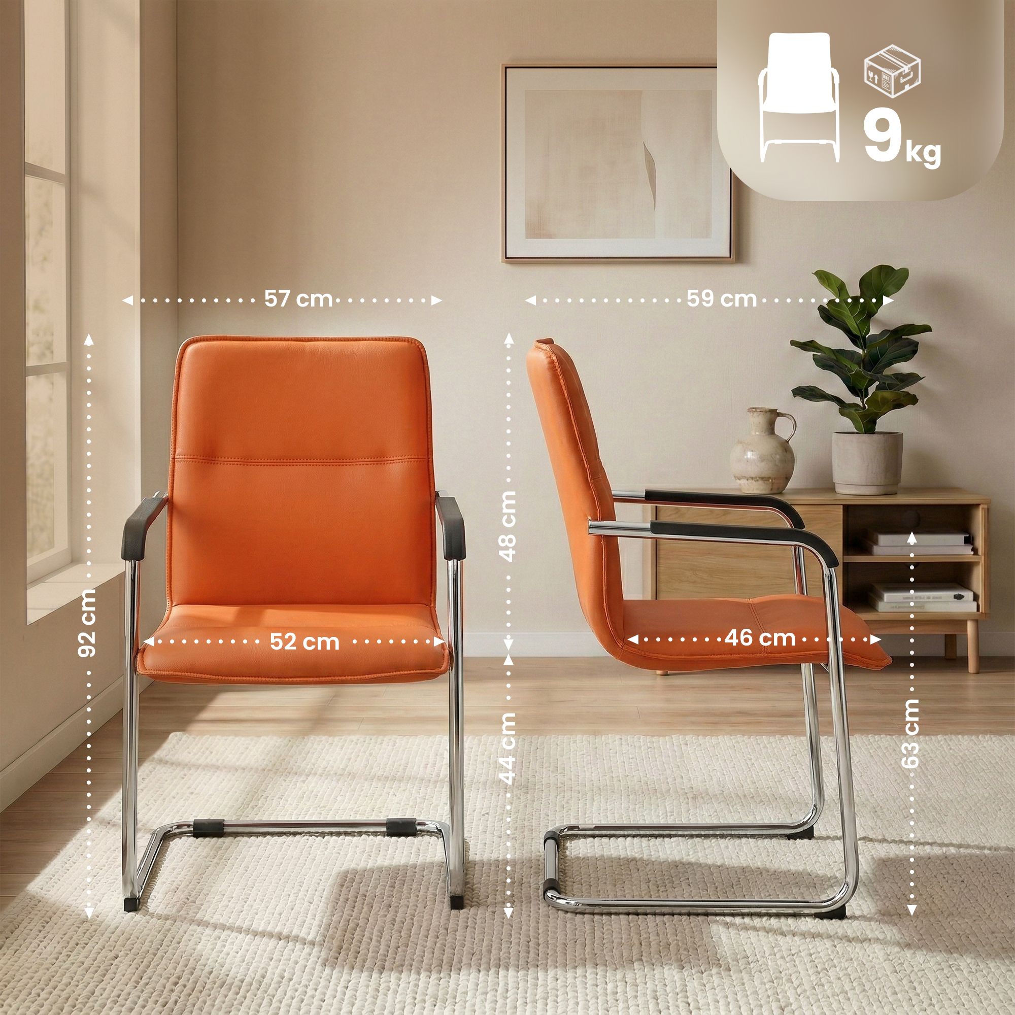 Silla voladiza Seattle de piel sintetica