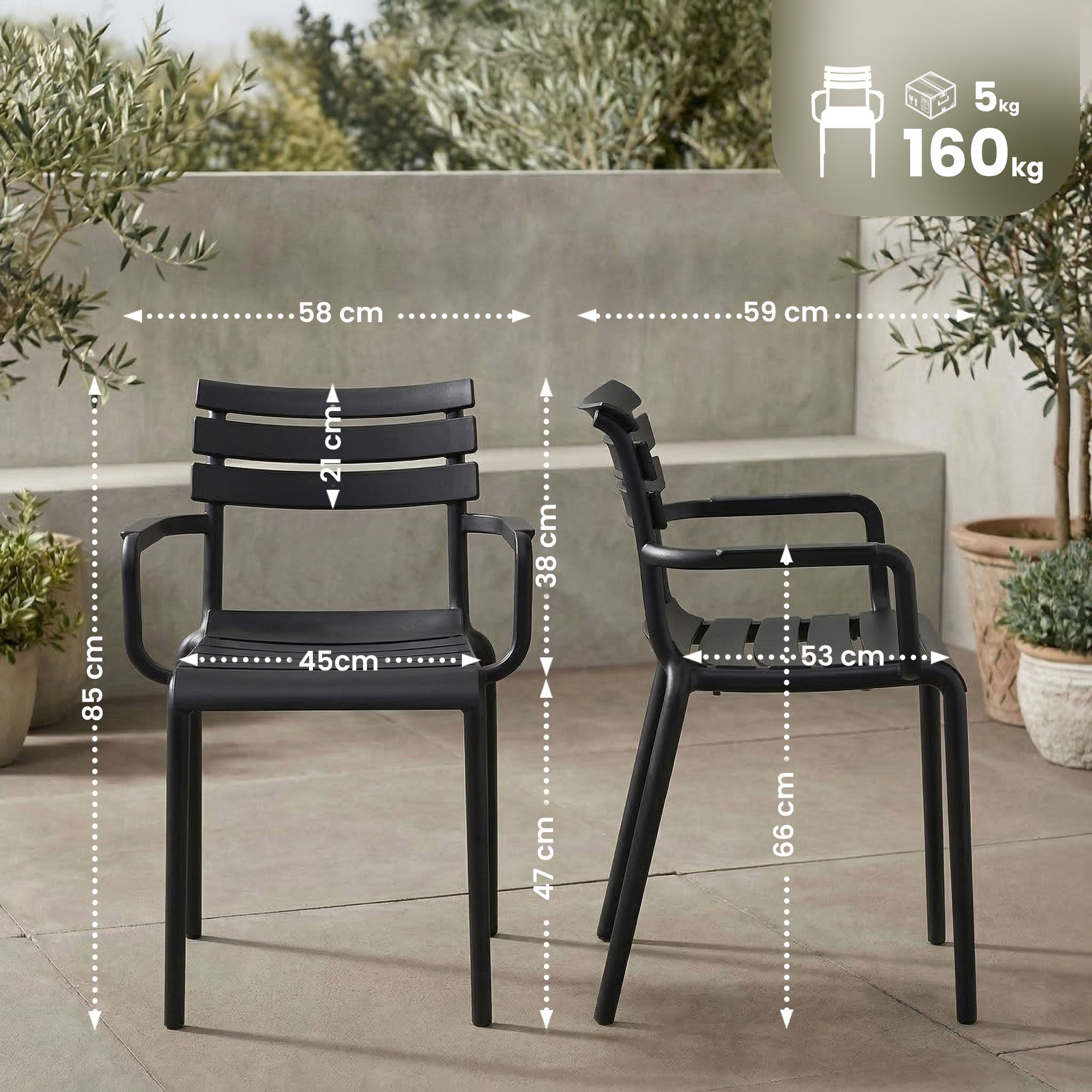 Set de 4 Sillas de Jardín Paris