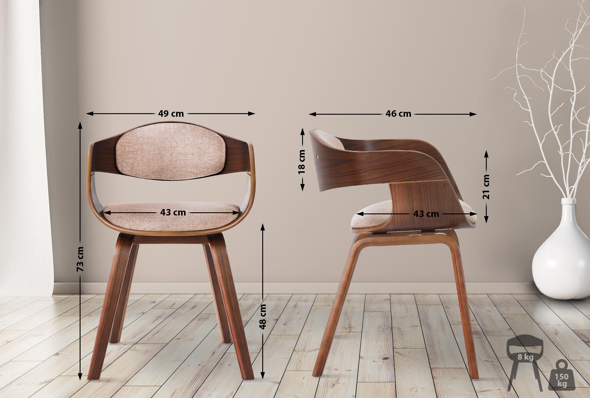 Set de 2 sillas de comedor Kingston de tela y madera
