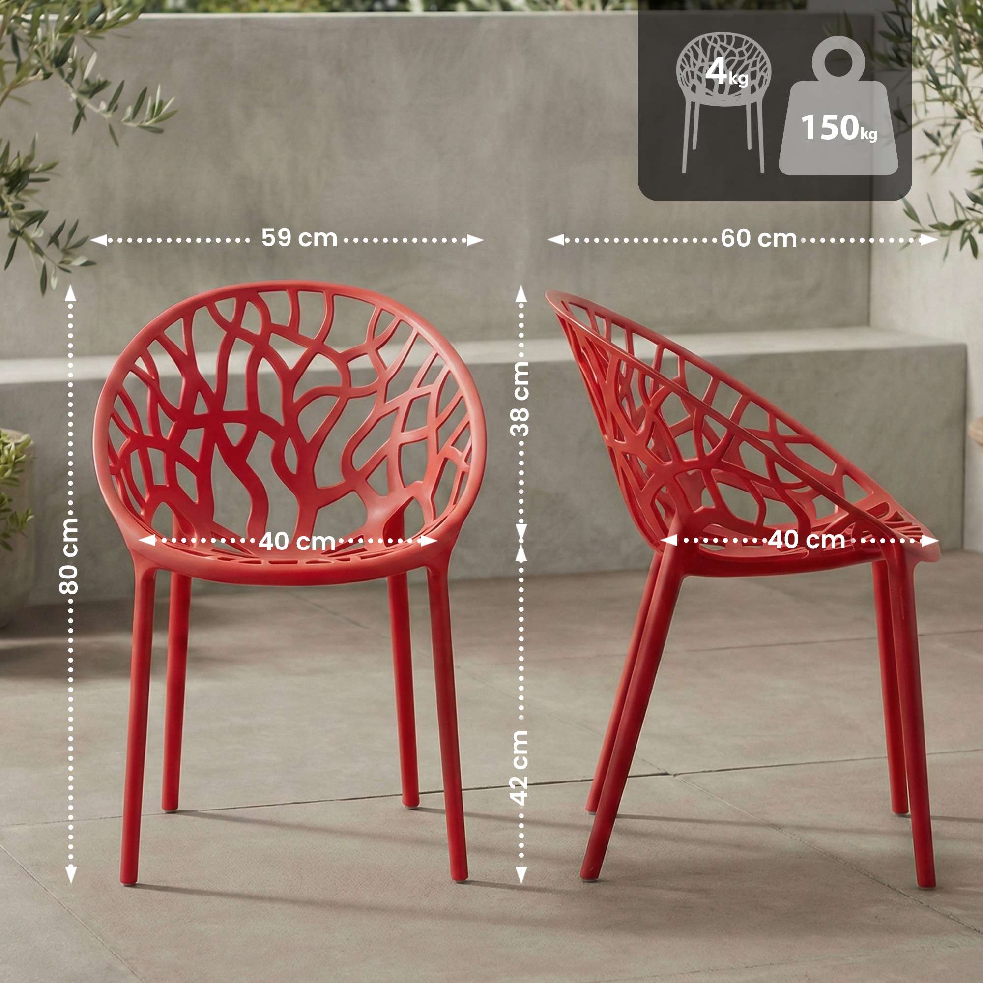 Juego de 2 Sillas de Jardín Hope