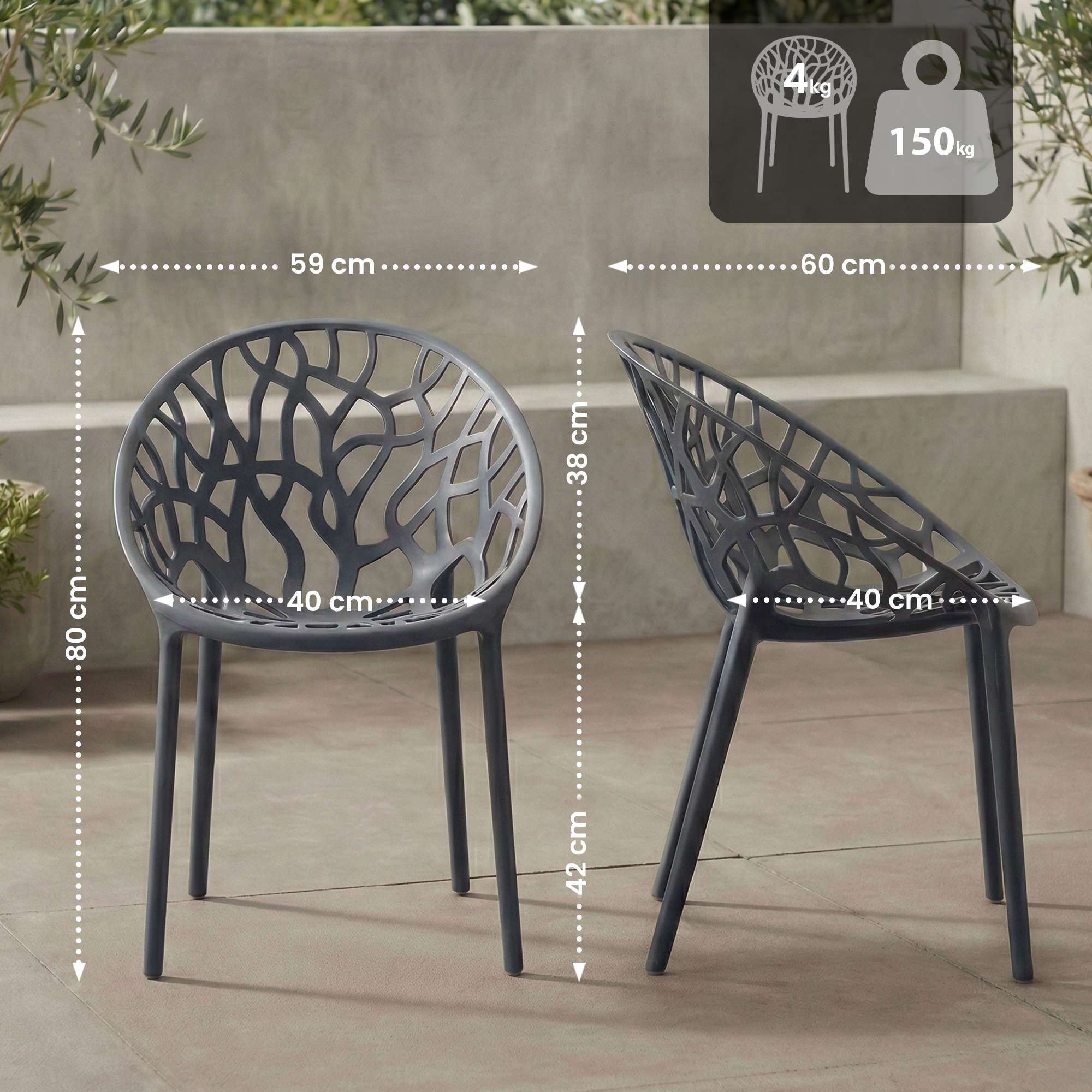 Juego de 2 Sillas de Jardín Hope