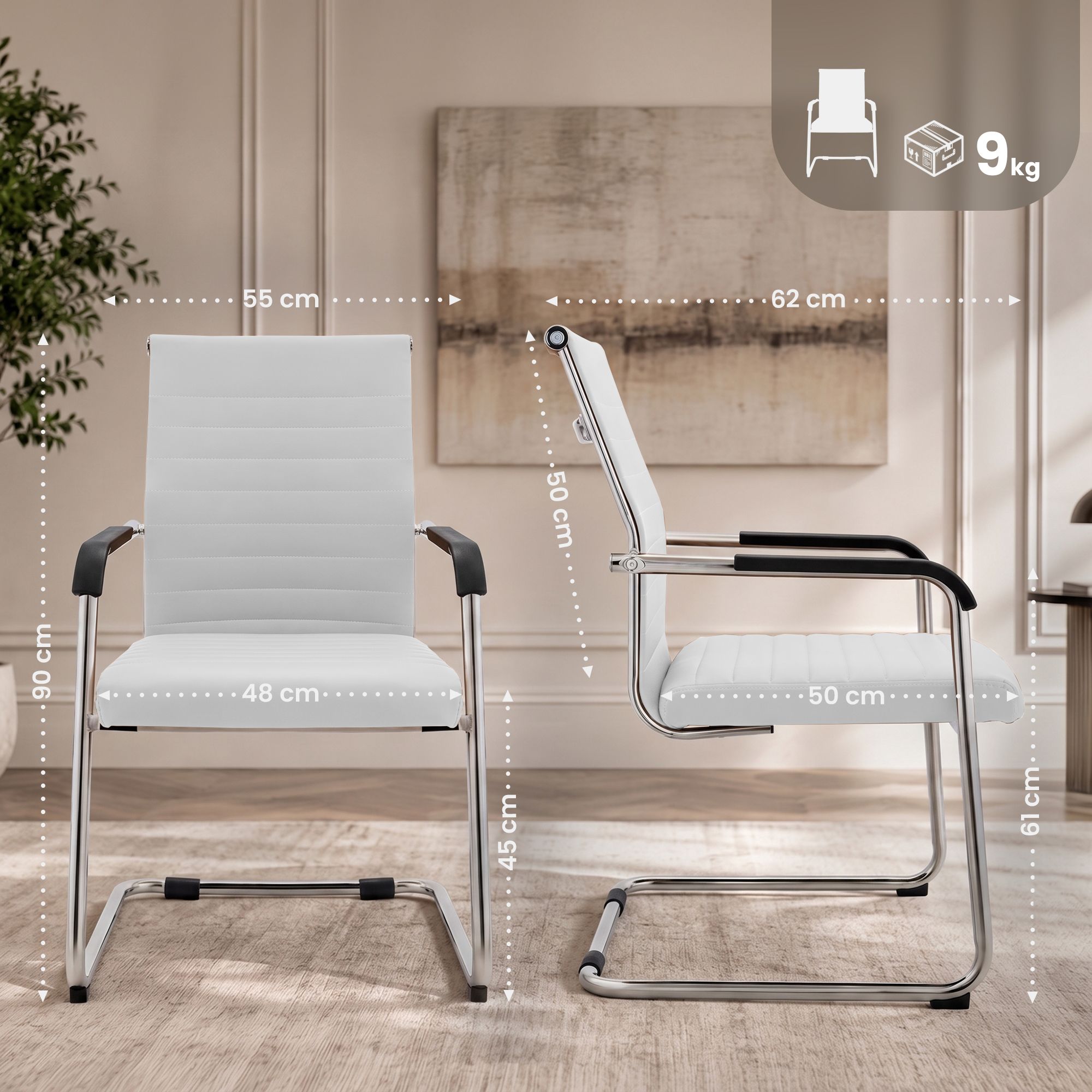 Juego de 2 sillas cantilever Hakon con efecto piel