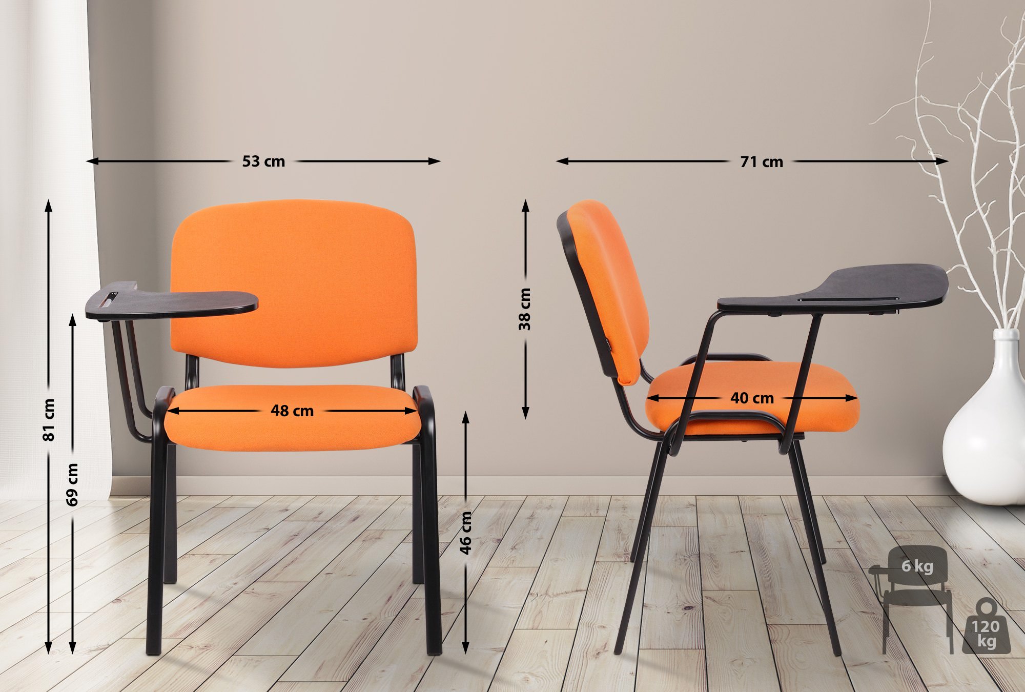 Juego de 4 sillas Ken en tela con mesa plegable