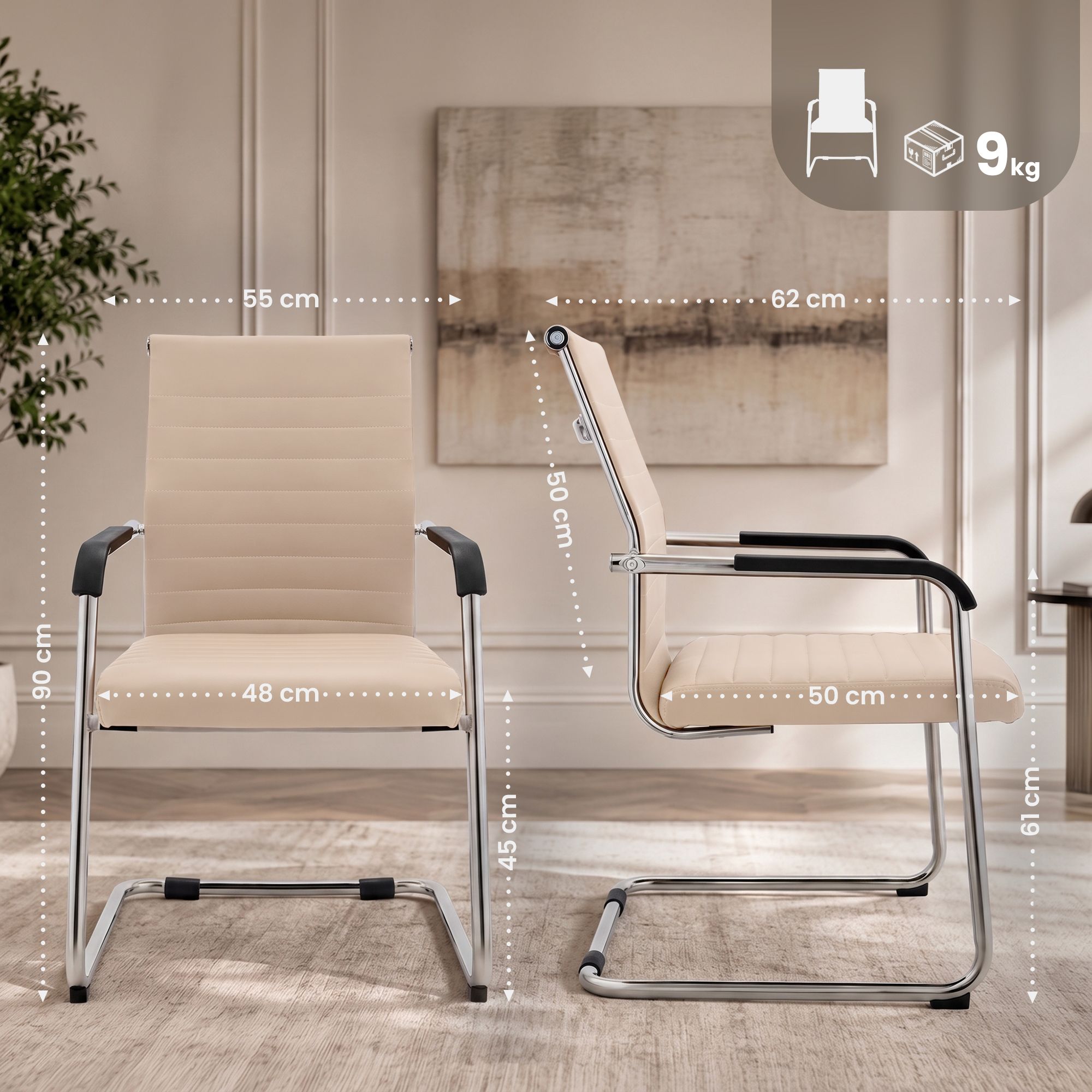Juego de 2 sillas cantilever Hakon con efecto piel