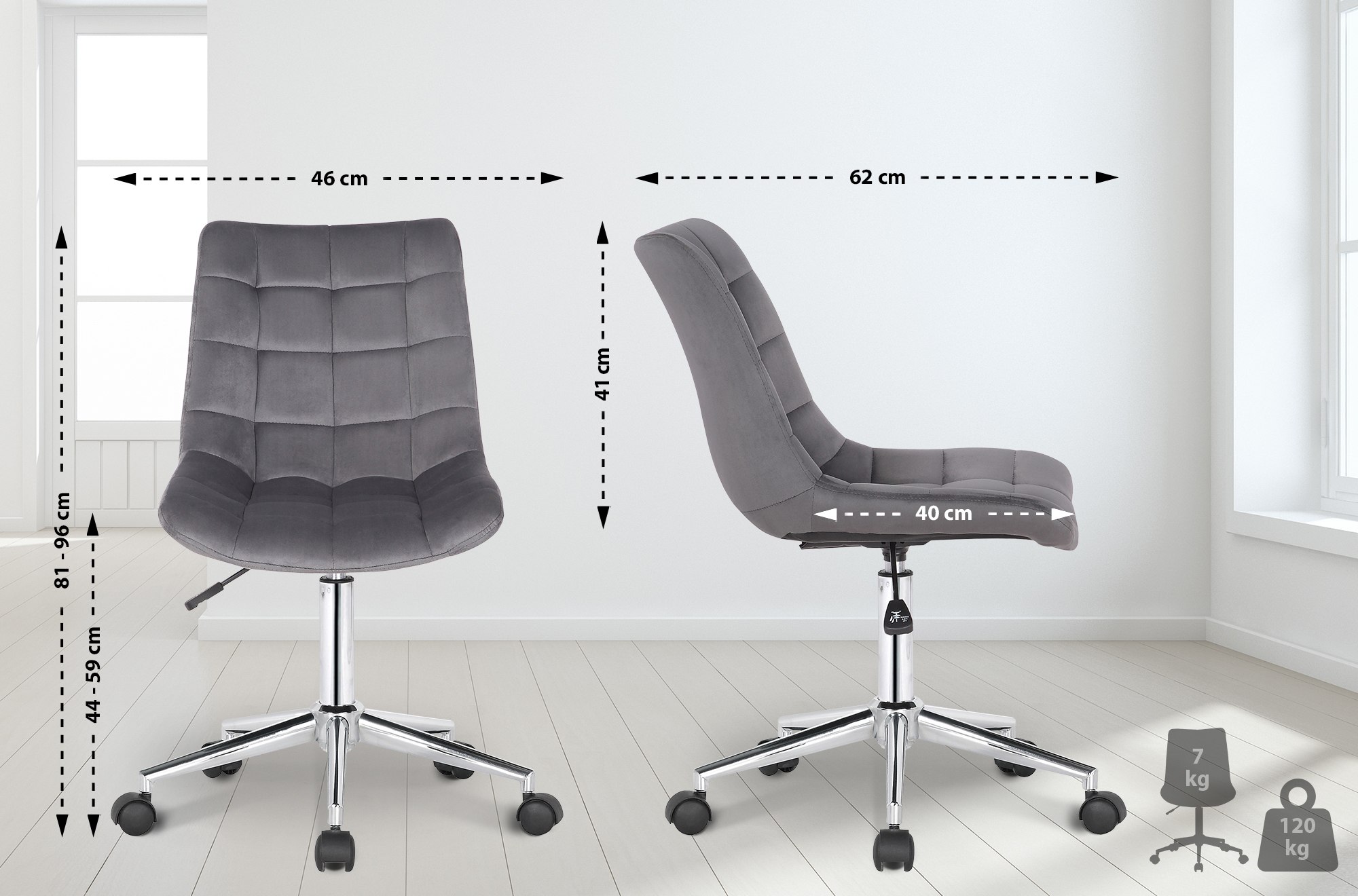 Silla de oficina Medford en terciopelo